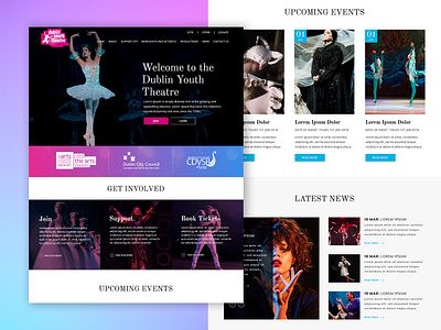 Dublin events photoshop play drama ui web design youth theatre