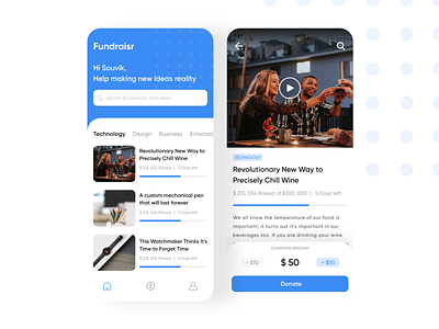 Fundraisr App Concept agency app colors creative dailyui design dribbble dribbble best shot flat gradients illustration inspiration interaction design logo minimal shot typography ui ui ux ux