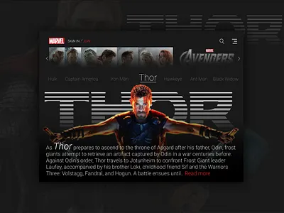 marvel web UI Thor 02 art avengers design marvel marvelcomics thor ui ux vector web ui