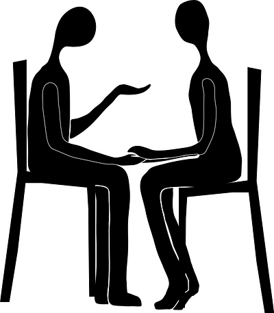 Two people are talking black communication design empathy grafica illustration people style the trust vector