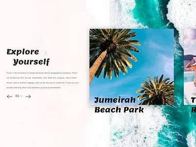 Travel website template design beach carousal design module modules mountains palm park poster sand seashore section sky travel ui web template web templates webdesign website women