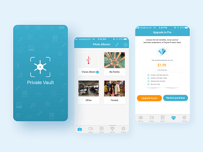 Digital Private Vault design galleryvault hidephoto illustration iphoneapp mobileapp photoalbum photovaultapp privacyapp privatenotes ux