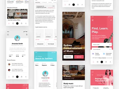 Music Learning App app clean design education app instrument interface ios iphone learn learning learning app minimal mobile music music app search study teacher ui ux