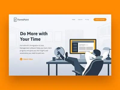 Immigration Software Landing Page design header hero illustration landing layout page saas software ui vector web website
