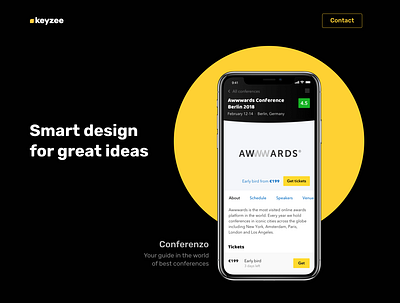 Keyzee Design agency black dark design landing minimal minimalism minimalist mobile mobileapp ui uiux website website builder yellow