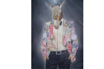 when you make donkey your father for sake of money concept art oil on sheet painting