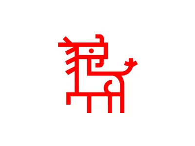 麒麟 ~ Qilin East Asian Mythical Animal asia china chinese design graphic design icon illustration japan pictogram red simple vector 麒麟