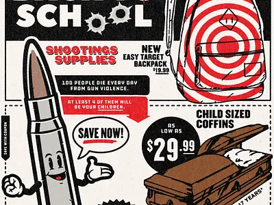 Back To School Shootings Sale design illustration red vector