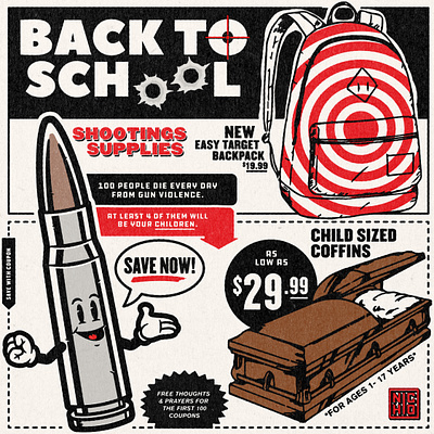 Back To School Shootings Sale design illustration red vector