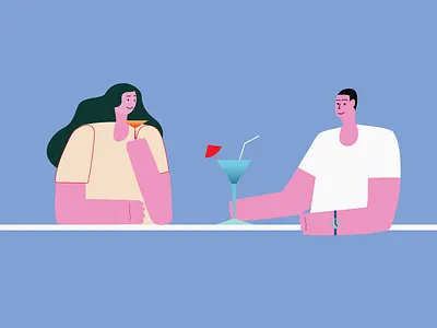 Meet character clean design girl illustration man wine