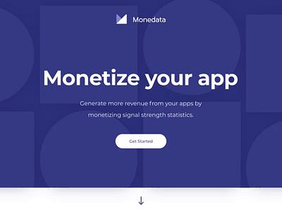 Monedata landing page calendar subscription payments coin transaction profile hero banner animation landing page design motion content isometric navigation bar menu