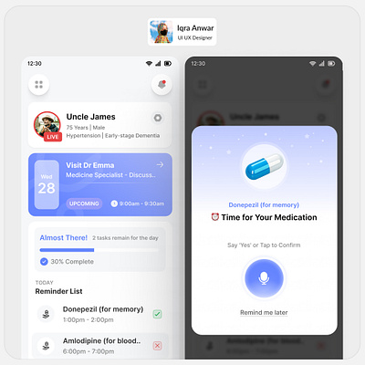 Patient Activity Tracking App Design - Healthcare Tech blue blue ui medical app pill ui purple ui ui design inspo ui inspo