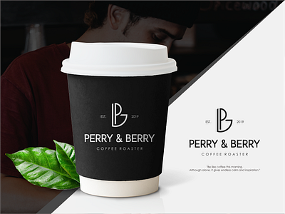 PERRY & BERRY COFFEE ROASTER branding clean coffee design identity logo minimal monogram monogram design monogram logo vector