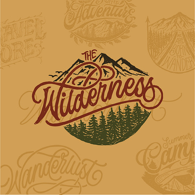 THE WILDESNESS adventure logo branding branding design company brand logo company branding company logo design hand lettering handlettering handmade illustration labels logo logotype mountain logo typeface typography vintage badge vintage font wilderness