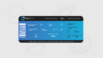 Daily UI #024 - Boarding Pass 024 adobexd astronout boarding pass dailyui dailyui 024 dailyui024 dailyuichallenge fly moon studying ui ux