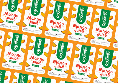 Drink GO Mango Juice Label branding design illustration juice label logo mango packaging design sticker typography vector