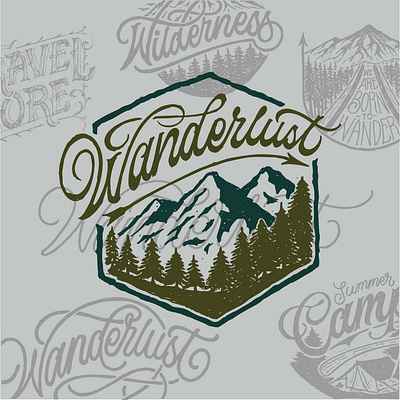 WANDERLUST adventure logo branding branding concept company brand logo company branding company logo design design for sale handmade illustration logo typeface typography ui vintage vintage badge vintage badges vintage logo vintage logo design wanderlust