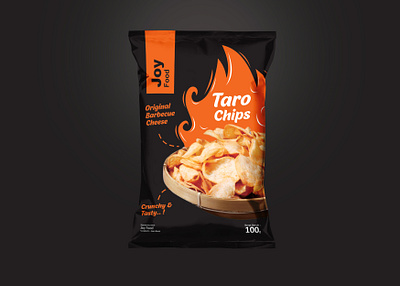 JOY Food Taro Chips branding chips design hire me logo packaging design pouch taro vector