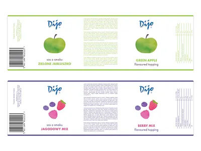 Dijo labels concept apple berries bottle label food label food packaging fruit fruit illustration label label design minimal minimal label minimal packaging packaging design raspberry strawberry sweet sauce