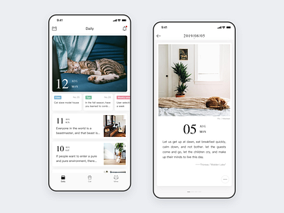 Dailycat App app brand branding calendar cat design homepage mobile pet ui