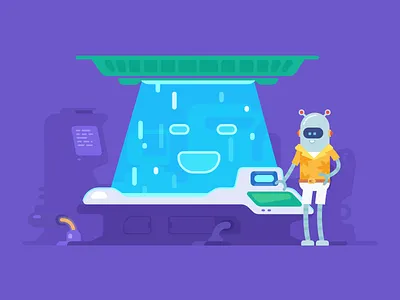 Laboratory and Robot Valve animation education flat game game design illustration laboratory learn logic math motion robot study video