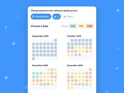 Date Picker Flow - FindHotel animation app blue book calendar date days flow hotel months motion picker range select ui