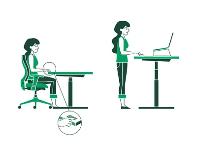Instructions for proper posture adobe illustrator chair desk flat girl illustraion instruction vector