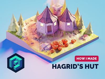 Hagrid's Hut Tutorial 3d blender diorama fanart illustration isometric low poly lowpoly lowpolyart tutorial