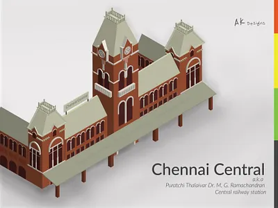 Chennai Central Isometric Illustration 3dillustration 3dmodel adobe illustrator art chennai chennai central chennai illustration design india indian indian culture isometric isometric illustration madras madrasters modelling sticker temple timesquare vector