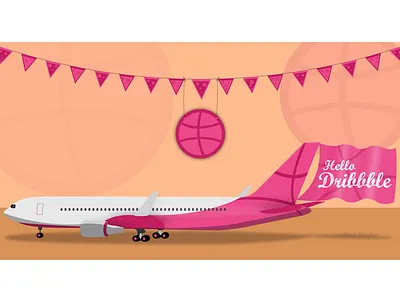 Hello Dribbble aeroplane design flat hellodribbble icon illustration logo plane vector