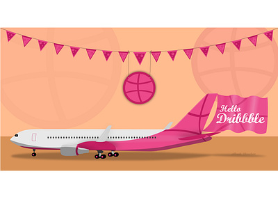 Hello Dribbble aeroplane design flat hellodribbble icon illustration logo plane vector