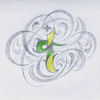 t - Letter flourishes lettering script sketch