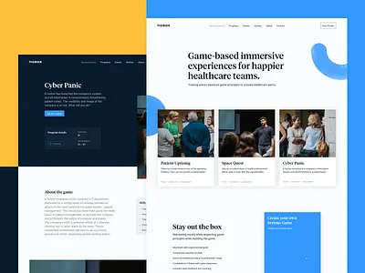 Nobox — Serious Games blue cards colours desktop doctor health healthcare shapes significa teams tiempos website yellow