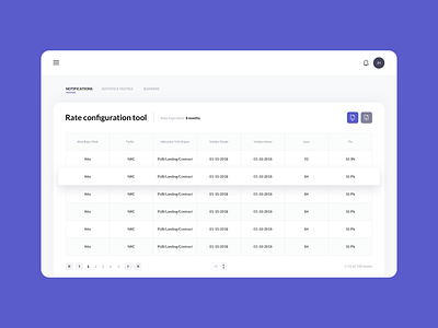 Rate configurator admin panel app clean design managment spreadsheet table ui ux web webdesign weeklyconcept