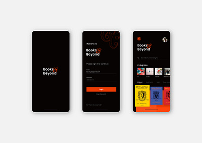 Books and Beyond Bookstore App app black books bookstore clean dark design mode ui