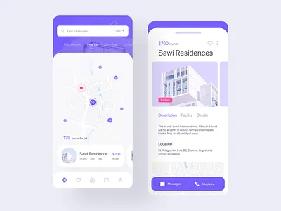 Homie App for Real Estate app clean design finding home modern design nearby purple ui ux