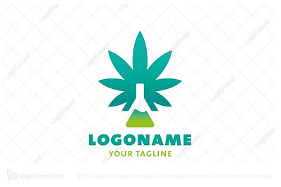 Cannabis CBD Lab Logo (for sale) bottle cannabidiol cannabis drugs extract hemp herbal laboratory leaf logo for sale marijuana medical medicine natural nature oil pharmacy plant weed