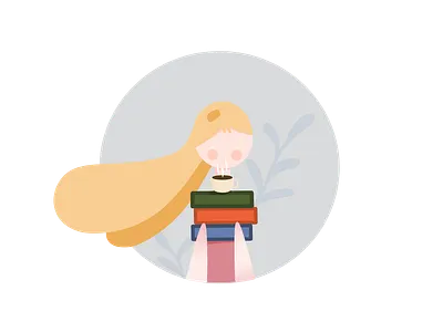 Still reading... charachter design flat girl illustration vector