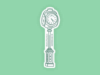 Coopersville, MI Sticker branding city city branding city illustration clock dribbbleweeklywarmup green icon illustration line art logo sticker weekly warm up