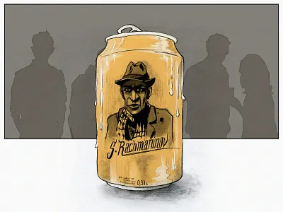 S. Rachmaninov. The taste of classic ad beer beer branding beer can beer label branding character character design classic classical music craft beer craftbeer hero illustraion illustration art scene sketch