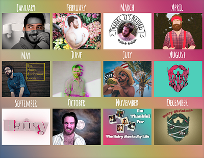 Hairy Man Calendar 2020 adobe illustrator adobe indesign adobe photoshop calendar 2020 calendar design graphic design