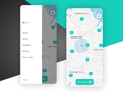 GoYo | Scooter Rental App Concept app concept design electric scooter minimal mobile rent scooter ui ux