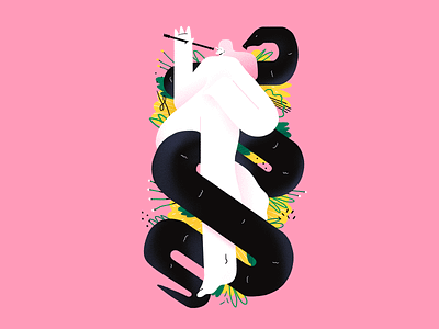 Encantadora flaut flowers flowers illustration shapes snake textures