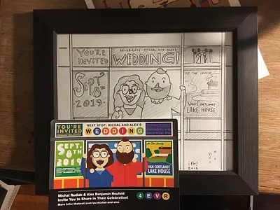 Wedding Invite sketch city illustration ink micron new york process train vector