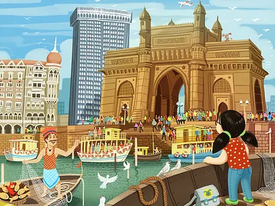 Gateway of India Mumbai art bookillustration coloful design gateway of india graphic design illustration india indian culture kids book photoshop