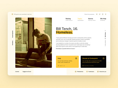 Contribute Goods - Story charity contribute contribution contributor fund funding fundraiser fundraising funds homeless homelessness product design social social app support ui ui design ux ux design