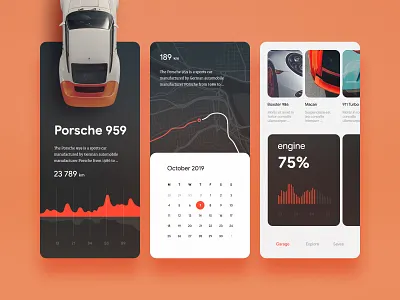 Car Dashboard UI car app dashboard garage interface mobile porsche ui ux vehicle