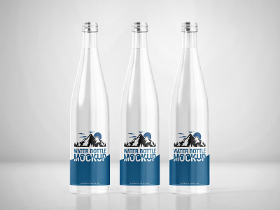 Water Glass Bottle Mockup aqua beverage bottle bottled clear cold cool drink eco fluid fresh glass glass bottle glass water label liquid media mineral mockup package