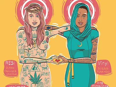 Heidenspass statt Höllenqual design illustration jesus tattoo