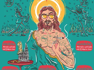 Heidenspass statt Höllenqualen 3 design illustration jesus tattoo vector